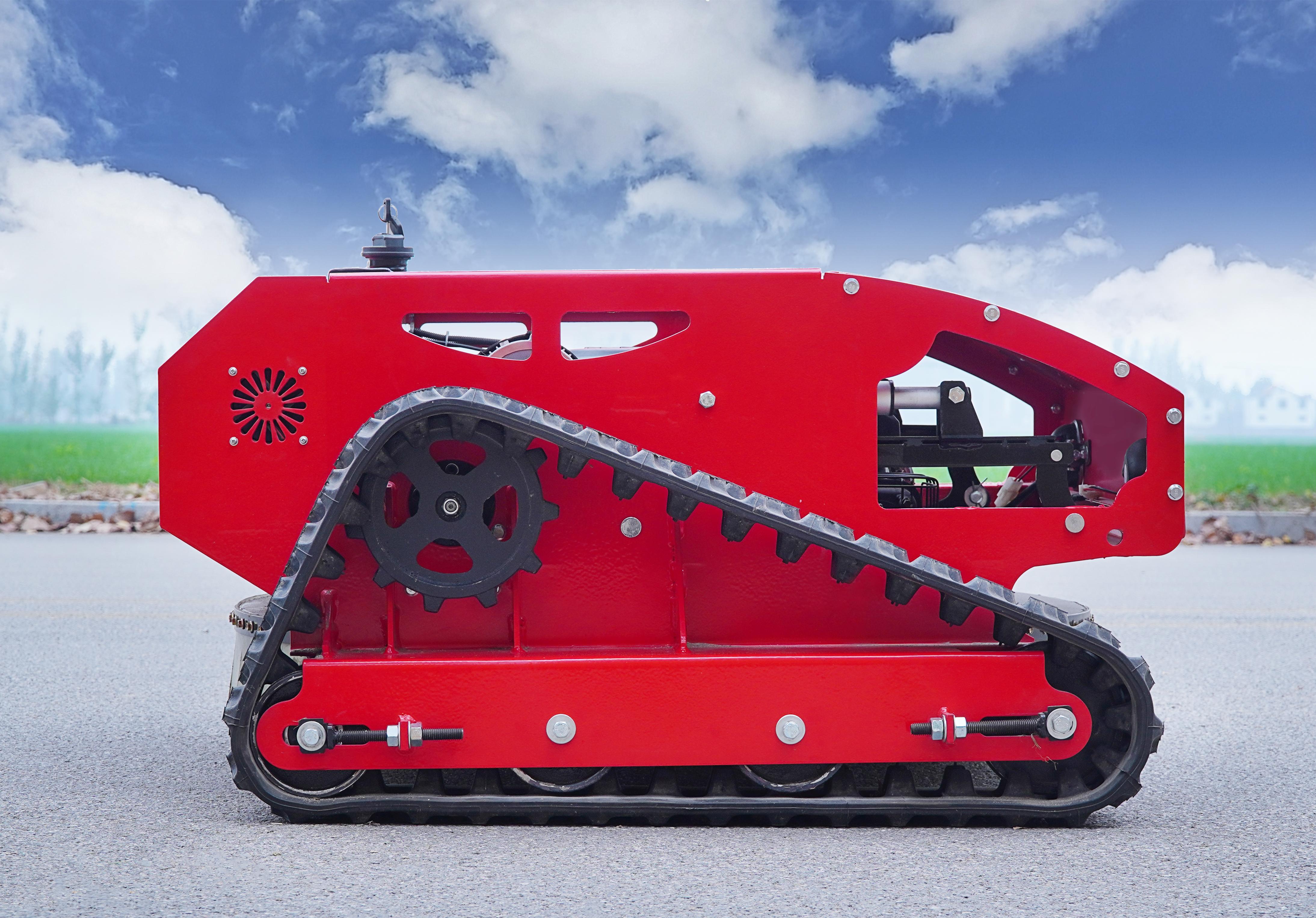 800mm High Productivity Crawler Remote Control Lawn Mower with PLC Engine Bearing Red 137kg Shandong Origin Field Mower
