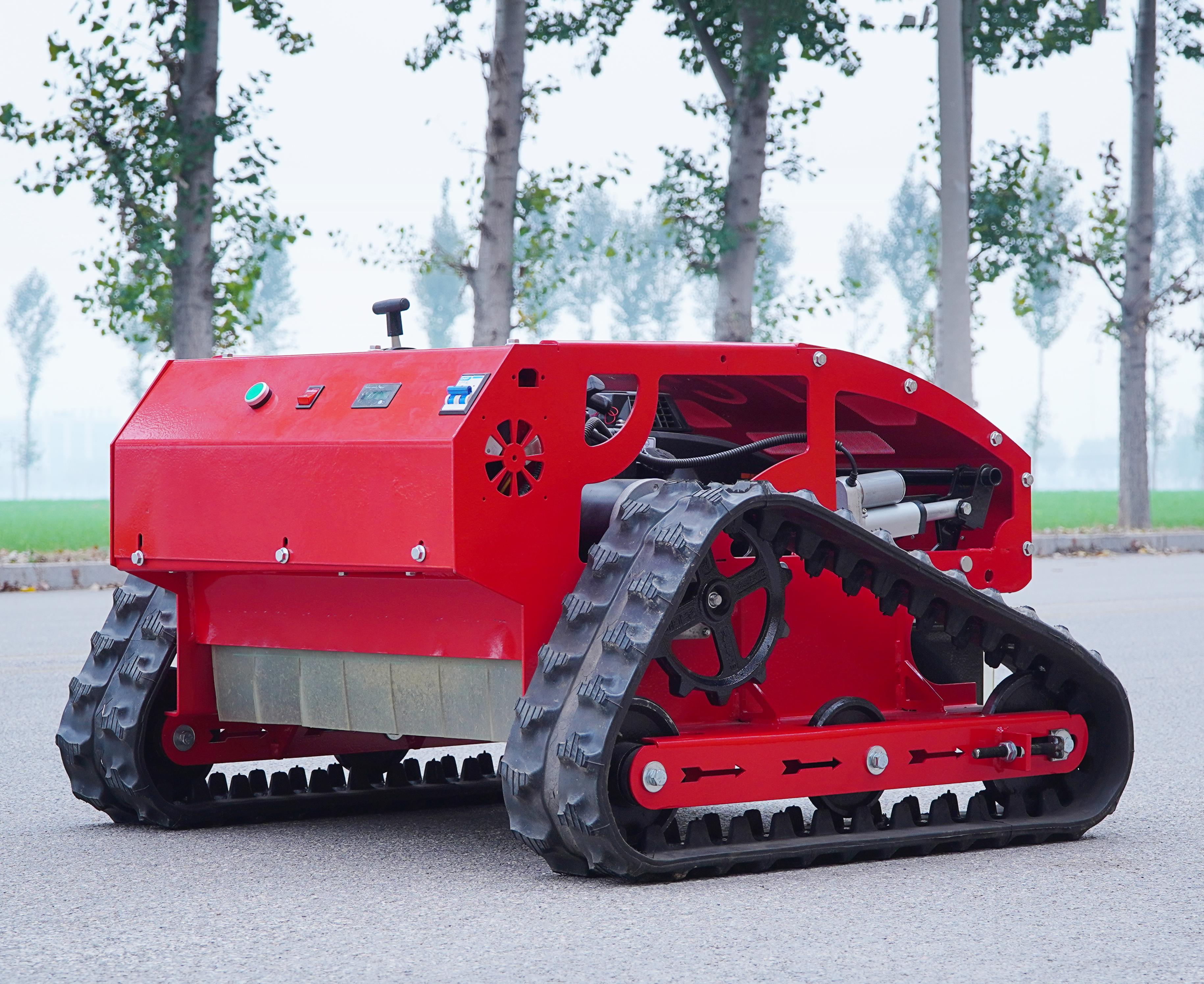 800mm High Productivity Crawler Remote Control Lawn Mower with PLC Engine Bearing Red 137kg Shandong Origin Field Mower