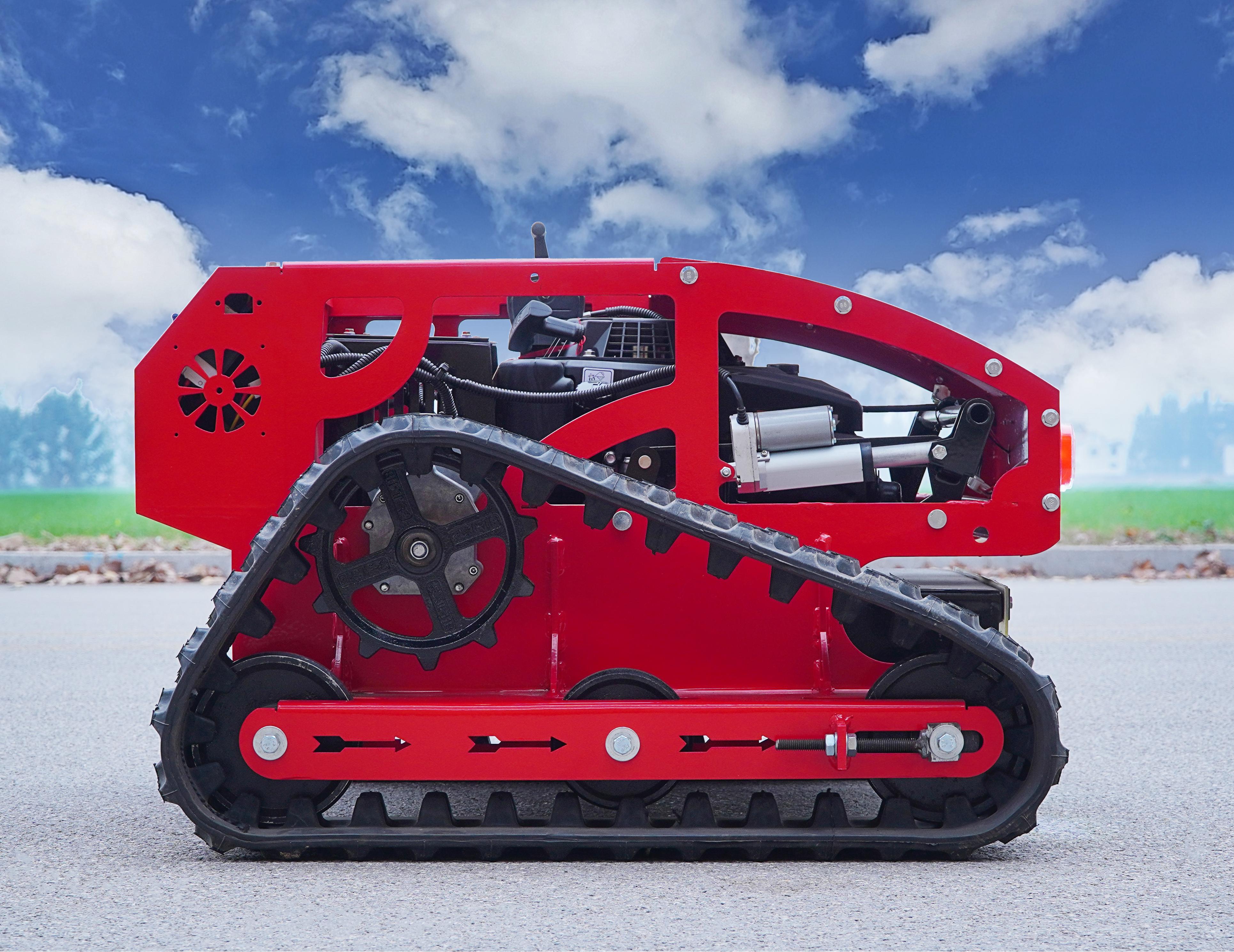 800mm High Productivity Crawler Remote Control Lawn Mower with PLC Engine Bearing Red 137kg Shandong Origin Field Mower